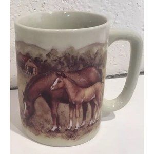 Otagiri Japan Horse Pony Mug Pasture Barn Mountains Scenic Trees